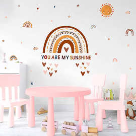 跨境Boho风波西米亚彩虹墙贴心形英文励志文字儿童房PVC装饰贴画