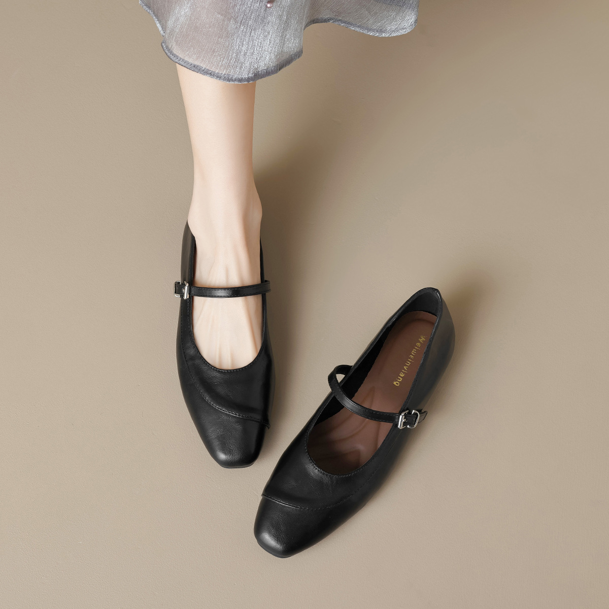 Weiwei Lady 821-2 French Mary Jane For Women, Flat Shallow Slip-On With Single Strap, Retro Soft Sole Commuting Shoes_vogvips.com