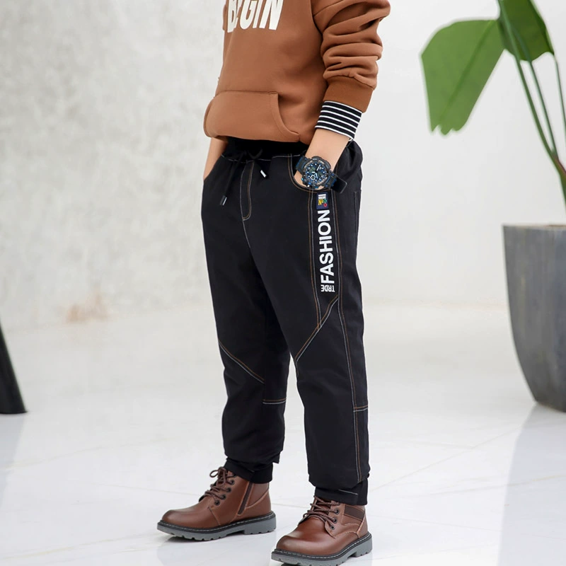 Детские пуховые штаны для мальчиков, утолщенные и теплые, хлопчатобумажные штаны для детей маленького и среднего размера, верхняя одежда для мальчиков, брюки с высокой талией для школьников.