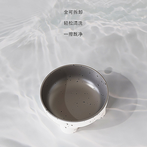 One piece drop shipping stainless steel cat bowl wholesale anti-black chin cat bowl anti-knock over cat food bowl anti-slip pet bowl