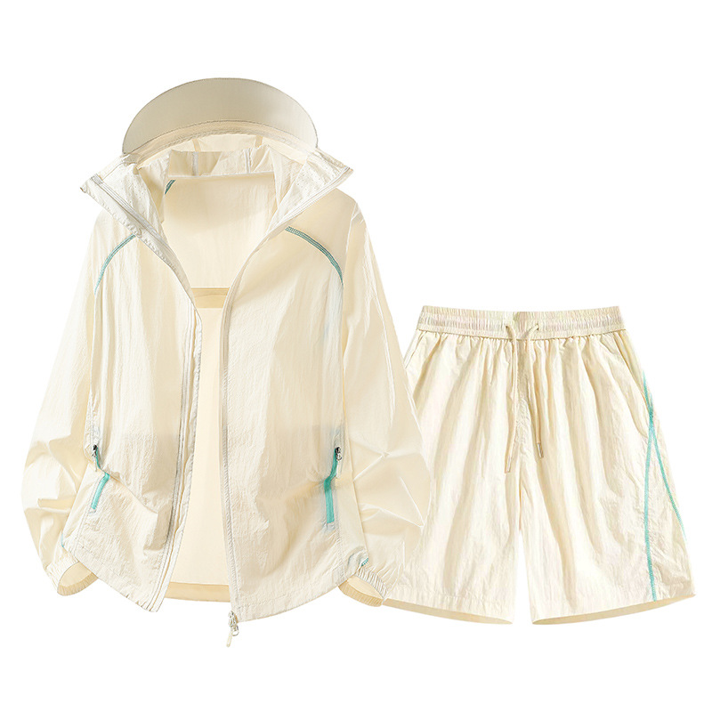 Kyoto Outdoor Raw Yarn Sunscreen Clothing for Men and Women, Summer UV Protection, Quick-Drying, Breathable Shorts Set, Couple Sunscreen Clothing