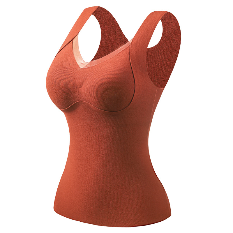 Nuevo estilo de otoño e invierno chaleco cálido de terciopelo alemán taza fija para mujer, soporte superior, soporte superior, base gruesa, chaleco cálido que no deja marcas