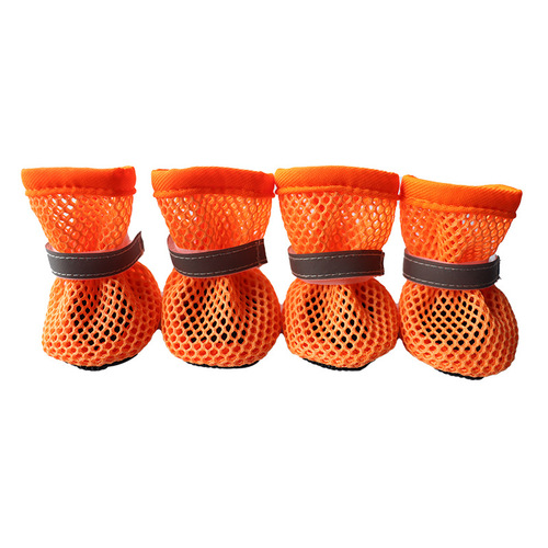 Cross-border pet grid breathable reflective dog shoes anti-slip wear-resistant sole for Bichon Frise Corgi small and medium dogs mesh shoes