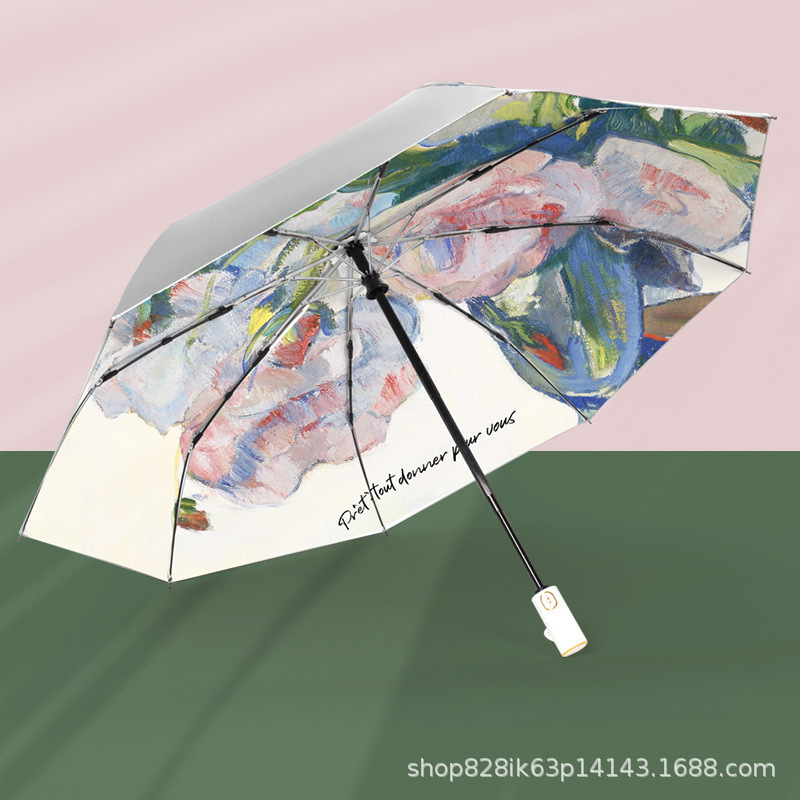 Know Umbrella Sun Umbrella Women's Sunscreen Titanium Silver Anti-ultraviolet Small Folding Full-automatic Dual-use Sunshade Umbrella