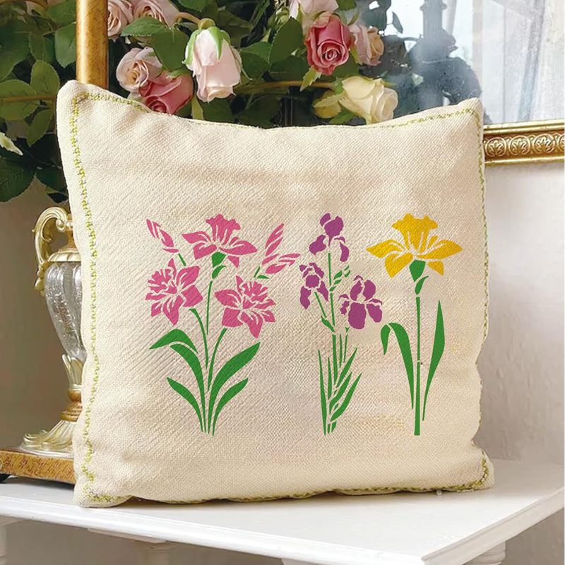 Amazonの人気の野生の花の絵のテンプレートは、花や植物の絵を繰り返し使用でき、ペットの落書きをスプレーして洗濯できます。|undefined