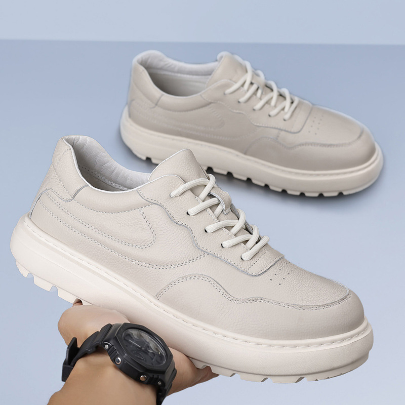 2025, otoño y invierno, nuevos zapatos casuales de hombre, zapatos de cuero transpirables, zapatos de hombre de suela gruesa.