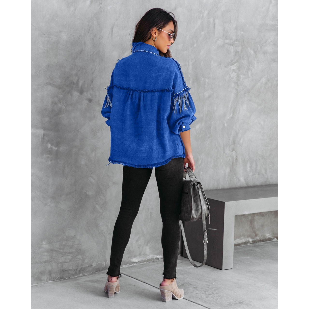 Chain rivets street fashion single breasted coat