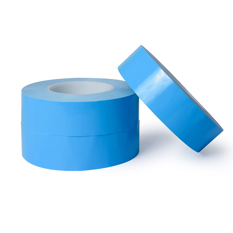 工厂批发PET双面胶蓝色导热胶带高温绝缘双面胶散热蓝膜玻纤布胶