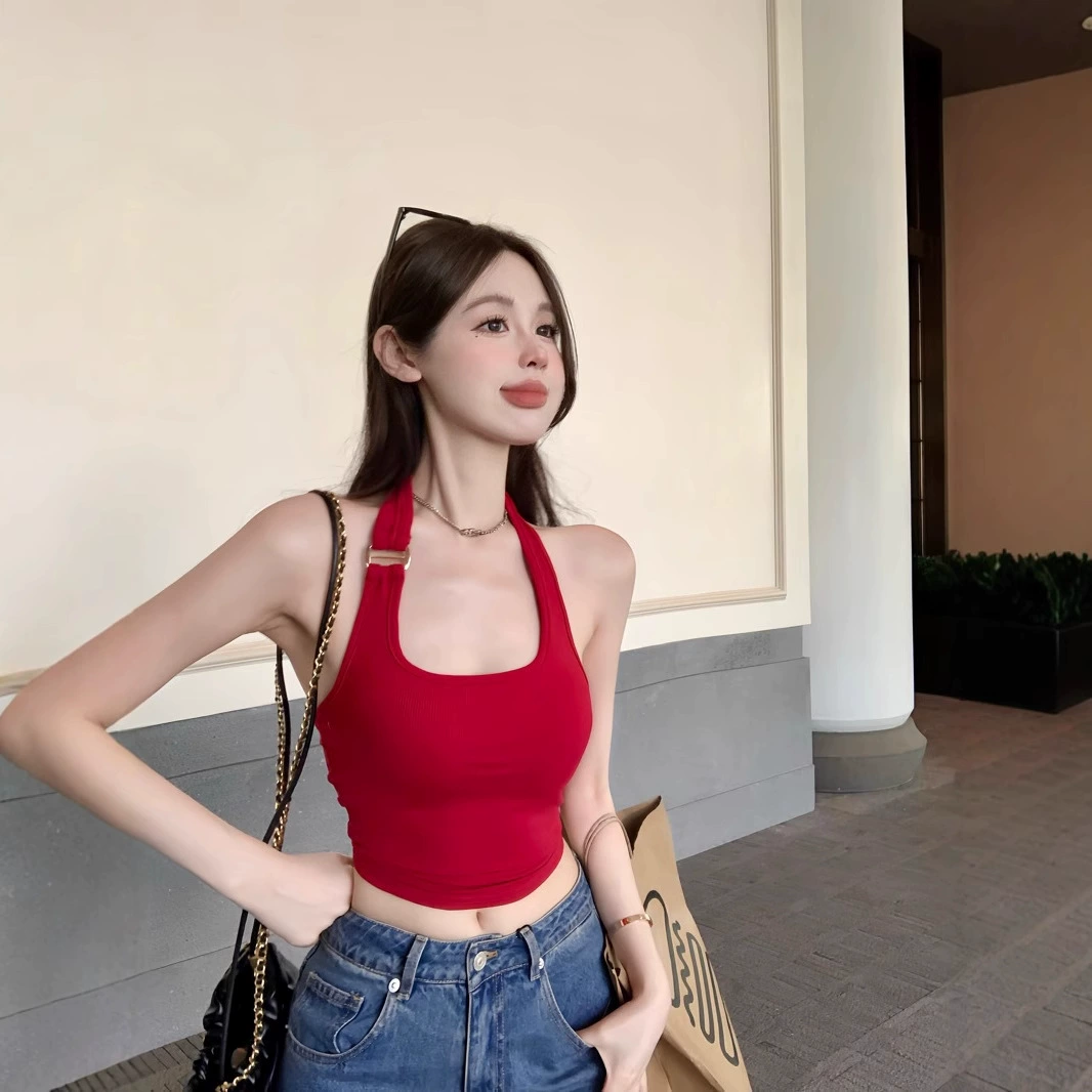 2636 # сексуальная шея красный подтяжка маленький жилет