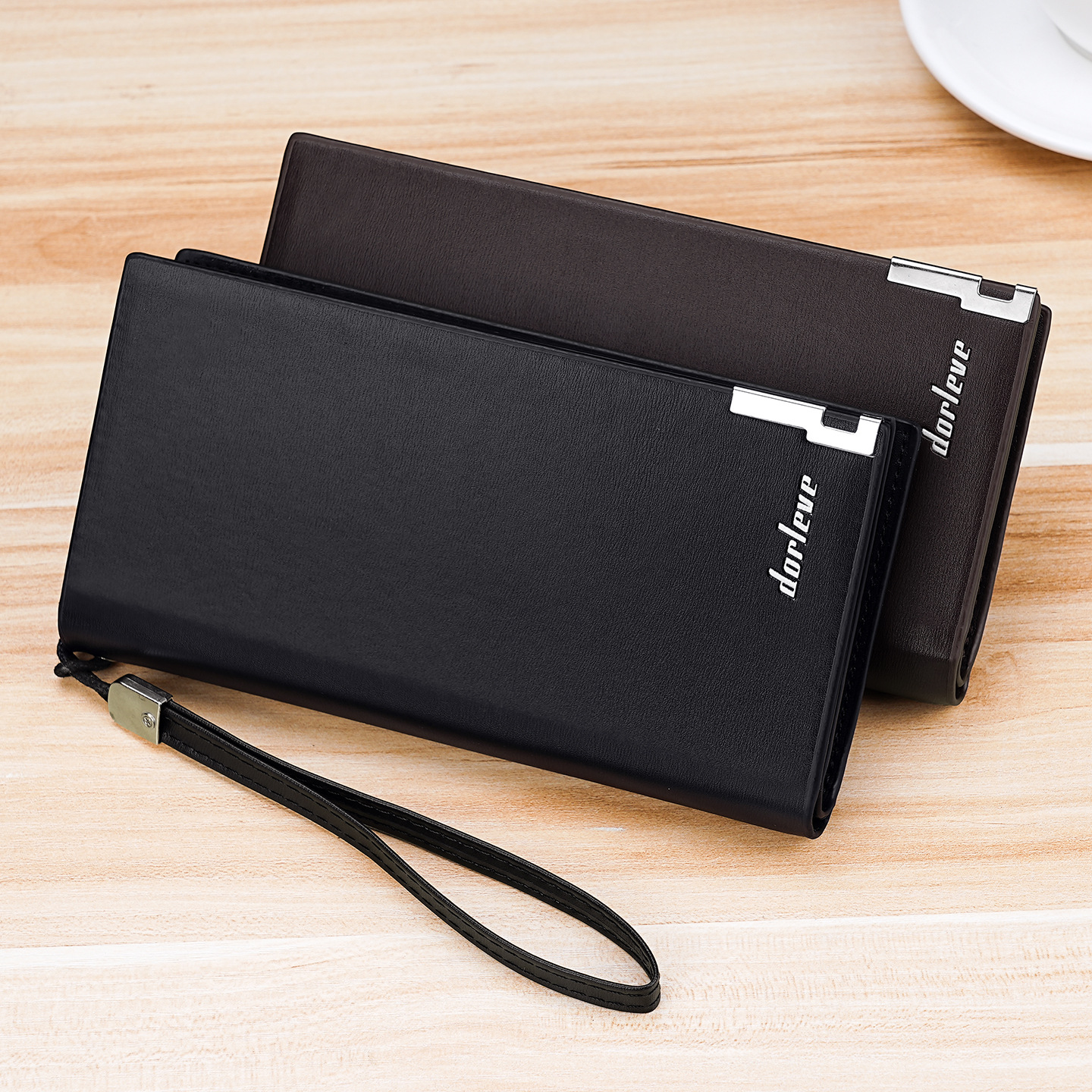 Cross-border fashion new men's long zipper wallet, business clutch, large capacity, Japanese and Korean style, multiple card slots, trendy money clip