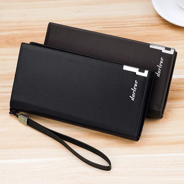 Cross-border fashion new men's long zipper wallet, business clutch, large capacity, Japanese and Korean style, multiple card slots, trendy money clip