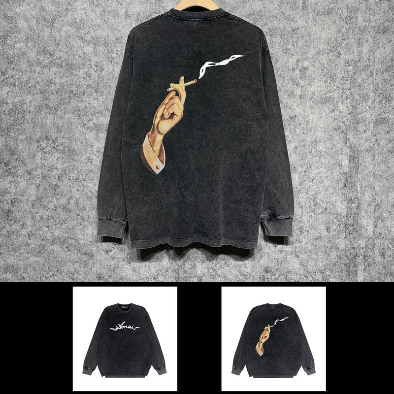 Long-term stock European and American fashion brand VINTAGE T SHIRTS distressed long sleeve T-shirt shirt Long-term stock European and American fashion brand VINTAGE T SHIRTS distressed long sleeve T-shirt shirt
