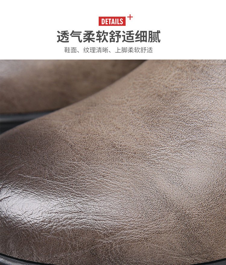 Giày bốt Martin nam cổ thấp lót lông giữ ấm, da mềm chống trượt, gót thấp 1–3 cm — Giày cotton lông cừu màu đen, Giày cotton nhung màu nâu chi tiết 8