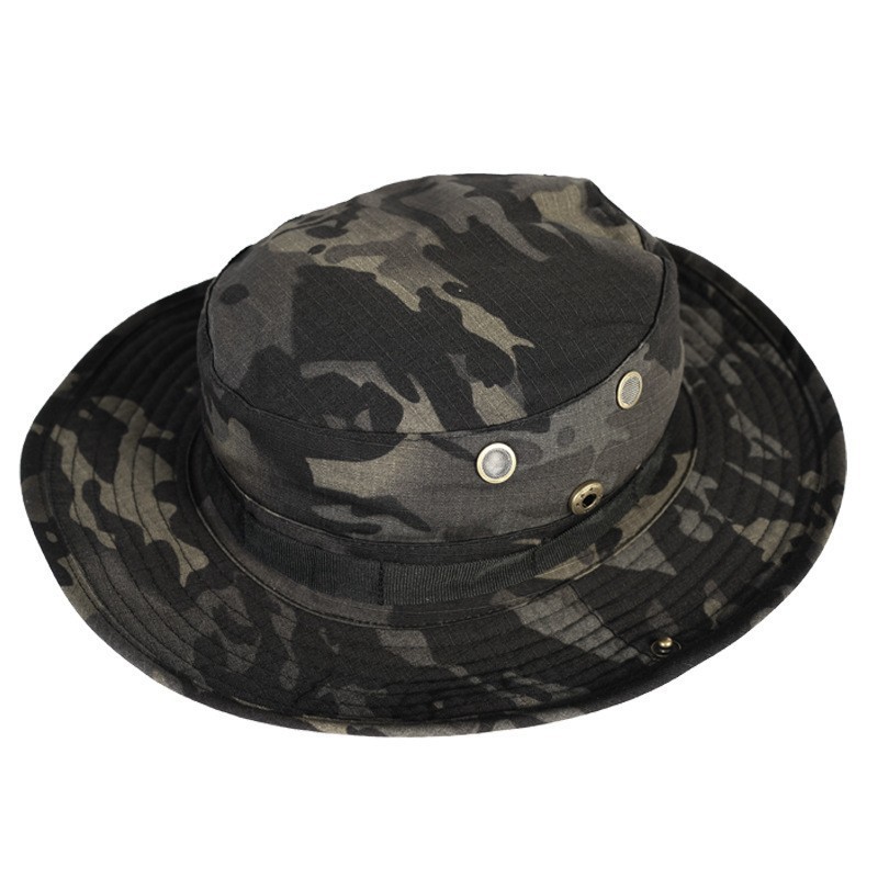 Camuflamiento gorra de borde redondo gorra de entrenamiento militar para hombres y mujeres gorra de ocio al aire libre gorra de pesca gorra de sombrero de sombra fábrica en stock LOGO