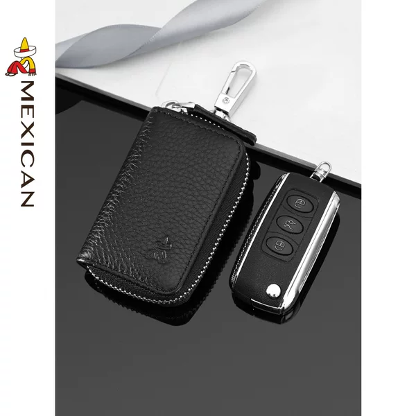 Scarecrow Key Bag Men's Genuine Leather Mini Waist Hanging Coin Bag Men's Simple Top Layer Cowhide Car Key Case