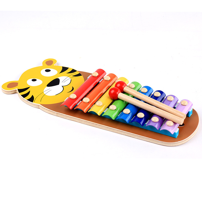 Montessori de madera de dibujos animados animal de ocho tonos de piano instrumento musical de percusión Infantil Educación Preescolar juguete educativo lote