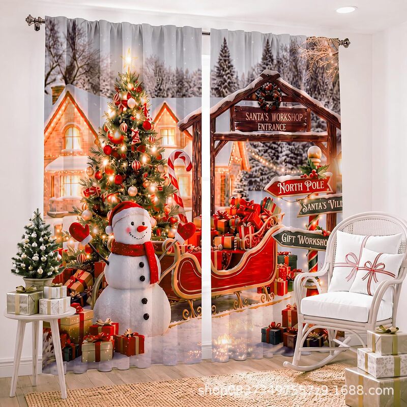Amazon and Temu best-selling snowman and Santa Claus curtains for home, bedroom, kitchen, window decoration, hanging curtains Amazon and Temu best-selling snowman and Santa Claus curtains for home, bedroom, kitchen, window decoration, hanging curtains