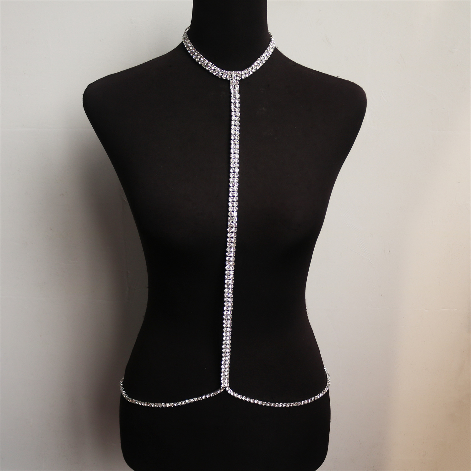 Fashionable and personalized one-piece rhinestone women's chest sexy nightclub party body chain, jewelry accessories_voghion.com