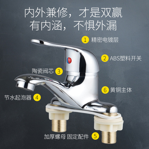 Basin faucet basin faucet pure copper Schendas double-hole double-hole hot and cold water wash basin double mixing valve