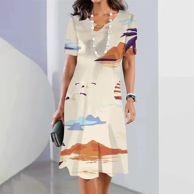 3D digital printing women's holiday dress women's summer 2024 cross-border foreign trade new Hawaiian coconut tree