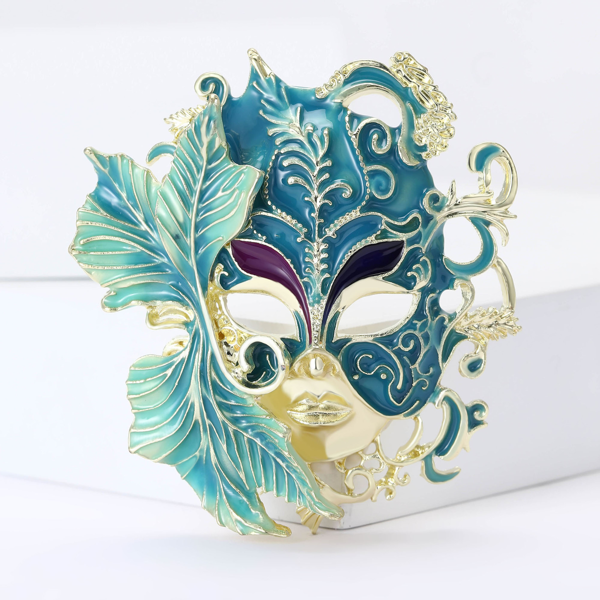 New Hot-Selling Fashion Creative Heavy-Duty Enamel Oil-Drip Carnival Mask Brooch Alloy Personality: Br4619