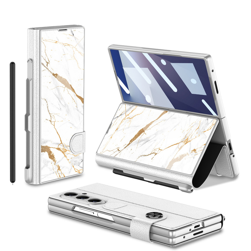 Amazon 適用 Samsung zFold7 フリップレザーケース携帯電話ケースメンズパーソナライズされた折りたたみシェルフィルムペンスロット保護カバー|undefined