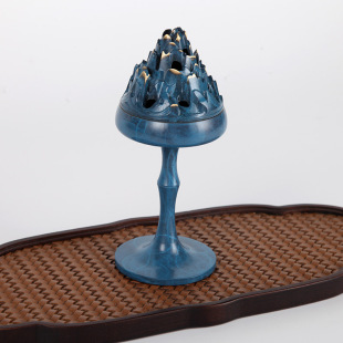 Copper Park master copper Boshan incense burner blue Boshan incense burner Chinese classical Zen home room plate incense sandalwood burner