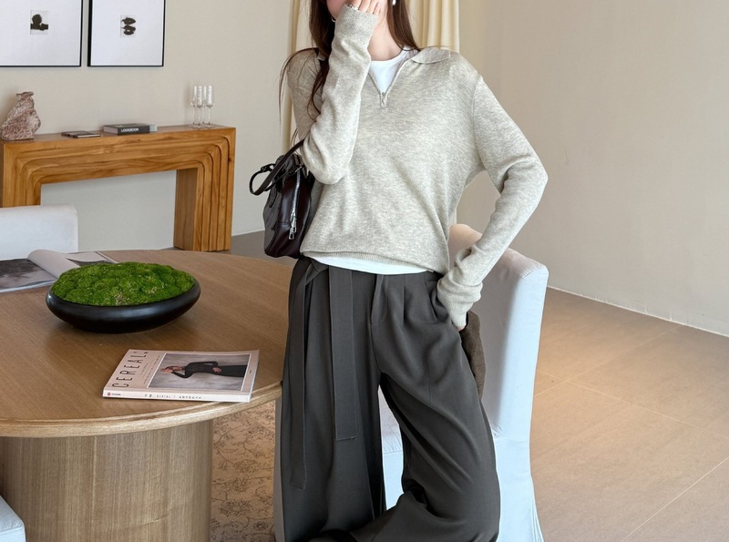 复古针织POLO衫女早秋百搭设计感小众宽松休闲外穿长袖|undefined