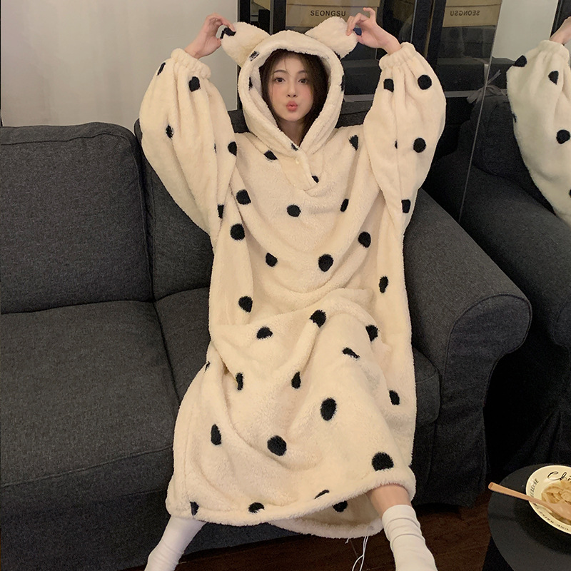 산호 플리스 나이트가운 200파운드 대형 뚱뚱한 MM 겨울 레오파드 프린트 롱 나이트가운 두꺼운 플리스 모닝 가운 느슨한 목욕가운