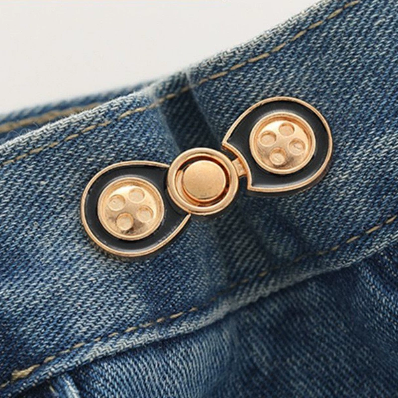 Nail-Free Removable Waist Buckle Pair, Flat-Bottom Seamless Buttons for Pants & Skirts, Assorted Designs