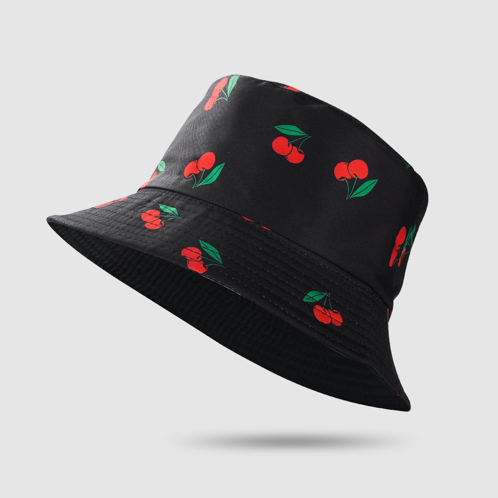 Rose Red Color European And American Fisherman Cherry Simple Versatile Sunscreen Sun Visor  Flat-top Double-sided Wear Basin Hat