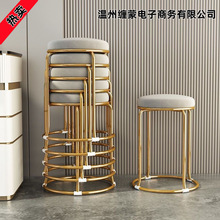 家用小凳子网红轻奢圆凳简约时尚客厅餐凳加厚坐垫铁艺卧室梳妆凳