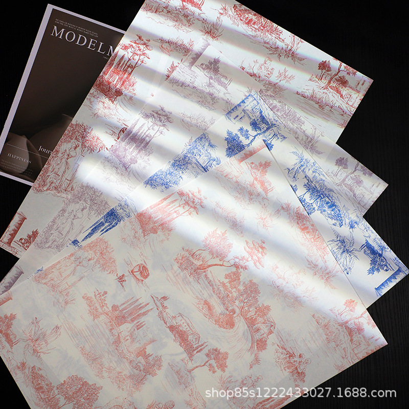 卓纤花材古典木棉纸防水纸质包花纸花艺花礼物鲜花包装纸