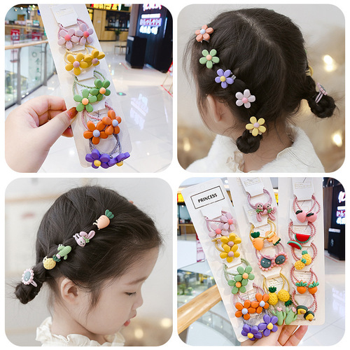 Korean style new children's hairband hair accessories small fresh and cute baby hair tie princess girl rubber band set