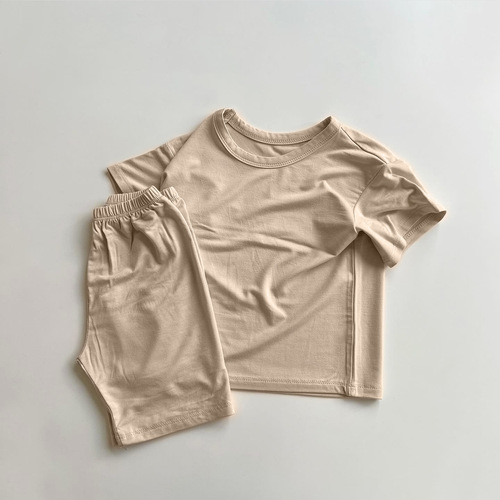Baby clothes summer thin breathable modal round neck short-sleeved T-shirt + shorts pajamas set baby home clothes