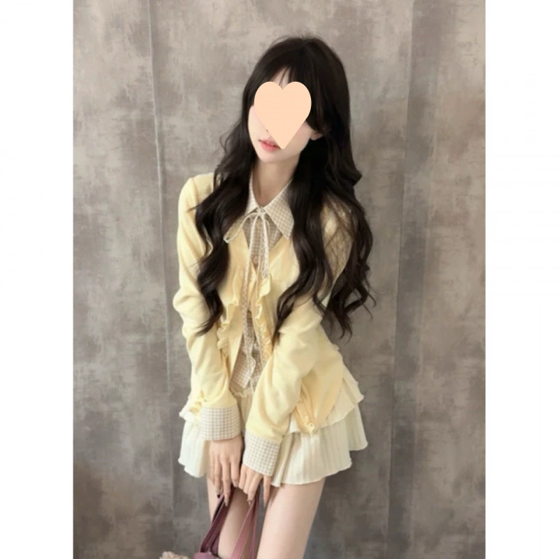 Весенне-летний девичий стиль, милый ретро-топ и юбка, костюм с новым дизайном