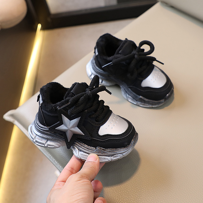 Zapatos deportivos para niños con suela ligera de invierno, edición coreana, dos zapatos de algodón para niños y niñas de 1 a 6 años_voghion.com