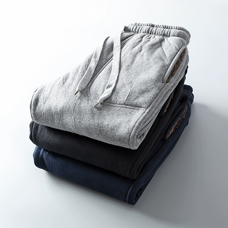 Утолщенные ежедневный заказ на флисовой подкладке хорошие товары Внешняя торговля Мужская одежда Заводские хвостовые товары теплые брюки из чистого хлопка однотонные хлопковые брюки