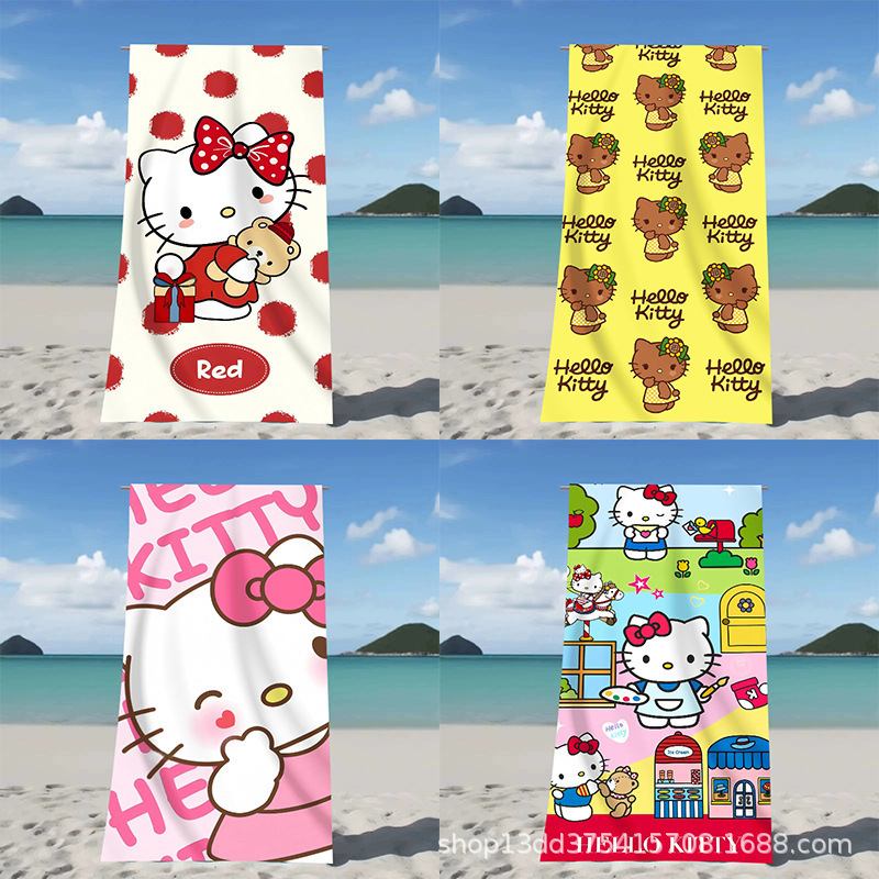 Cute Cartoon Microfiber Beach Towel with Digital Printing, Quick-Drying Bath Towel, Extra-Large Towel for Children's Beach Use Cute Cartoon Microfiber Beach Towel with Digital Printing, Quick-Drying Bath Towel, Extra-Large Towel for Children's Beach Use