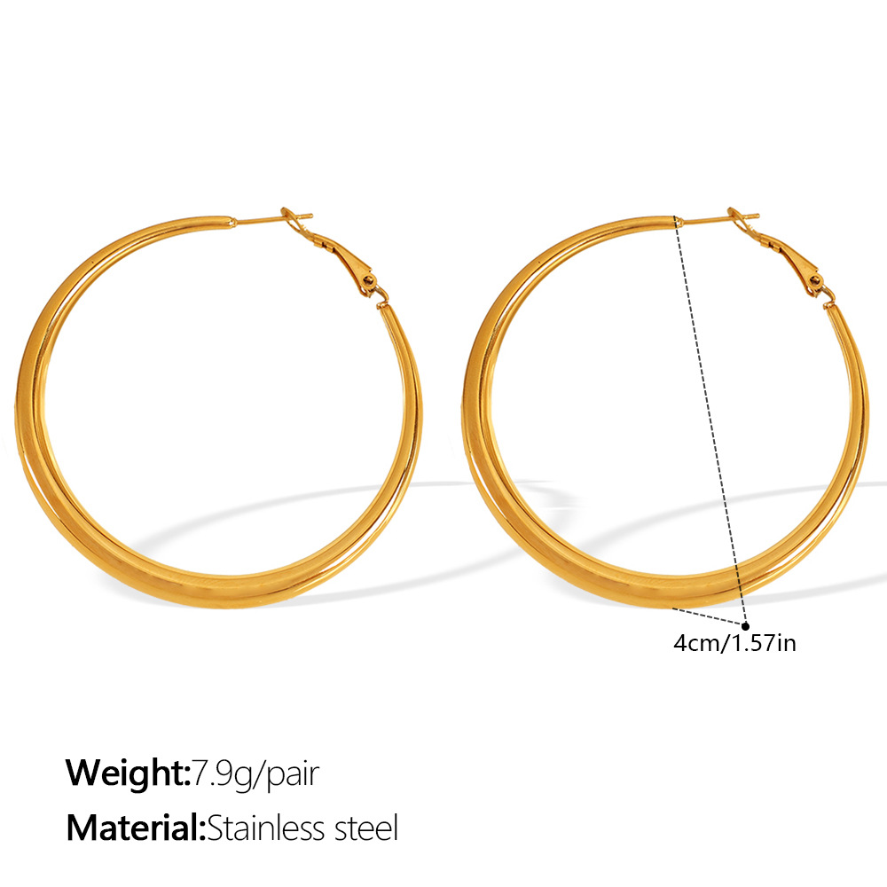 Hoop Large Circle Earrings Light Luxury Niche Simple Plain Circle_voghion.com