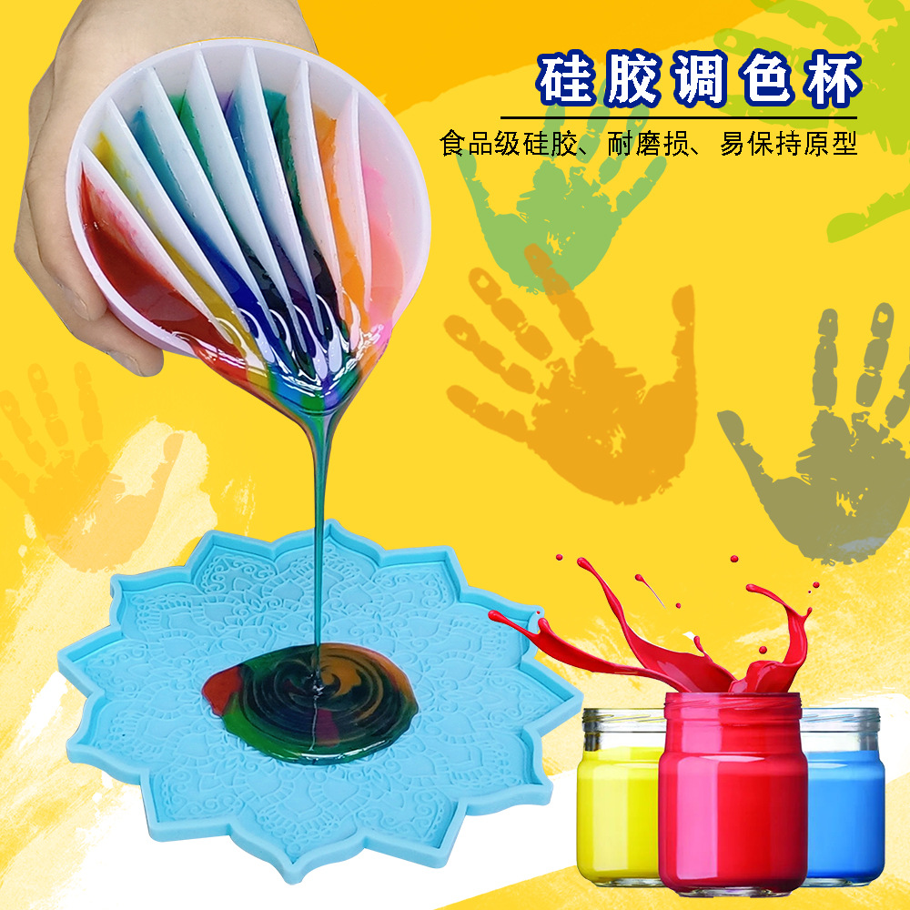 678-hoyos de goma de silicona taza de mezcla de silicona de color mezclado taza de goma de color DIY mezcla multifuncional taza de silicona