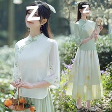 新中式汉元素禅意茶服旗袍民国风改良汉服复古文艺国风仙气质女装