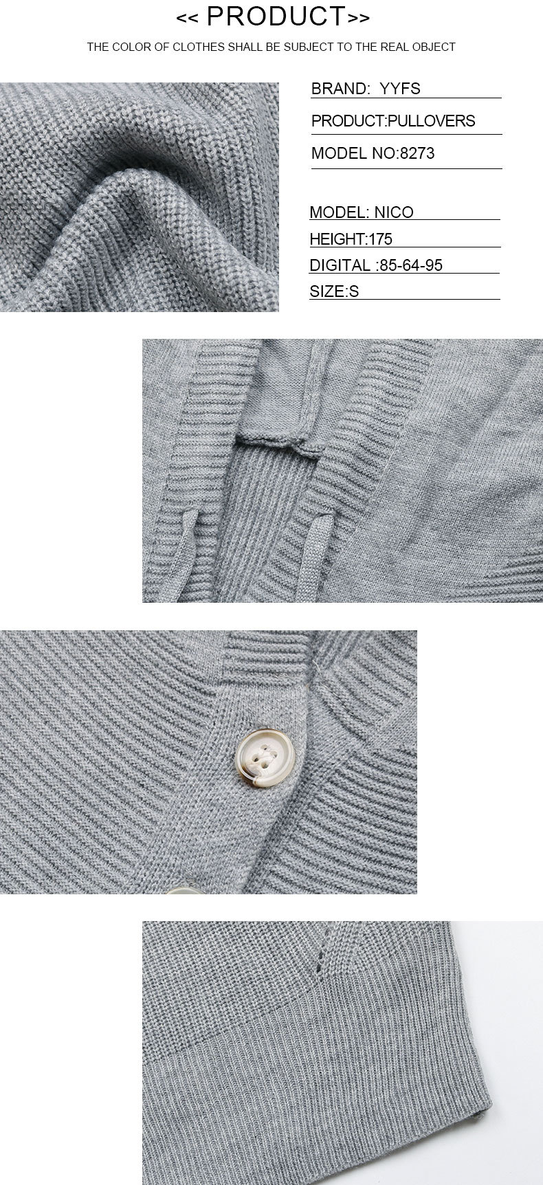 Einfarbiger, langärmeliger Kapuzenpullover mit Knöpfen_voghion.com