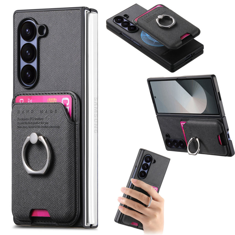 Suitable for Samsung Z Fold8 Mobile Phone Case, Magnetic Card Holder, Fold6 Ring Card Holder, Samsung Zfold7 Protective Case