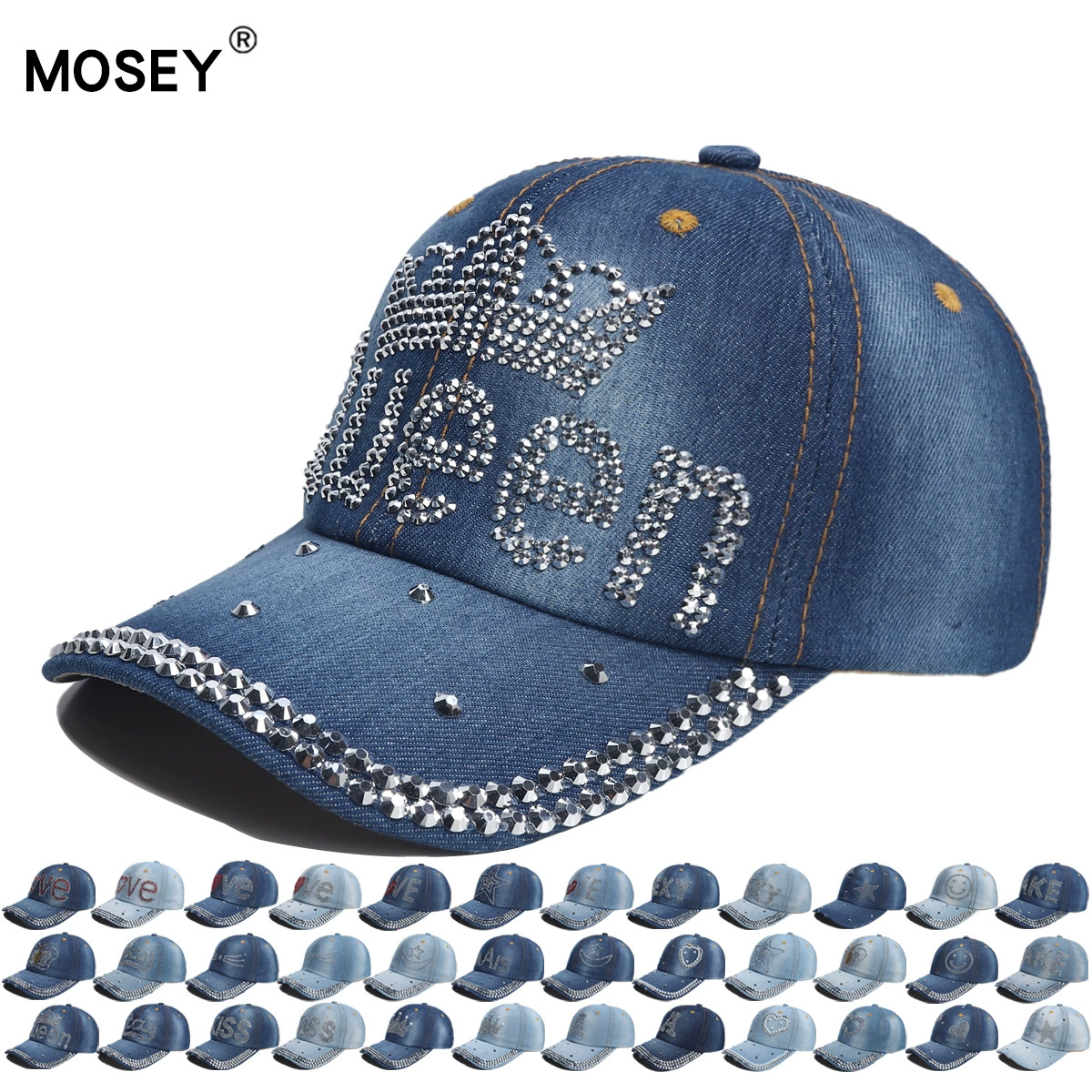 Denim Baseball Cap (Mosey) Unisex, Adjustable 56–58 cm, Summer Sun Hat