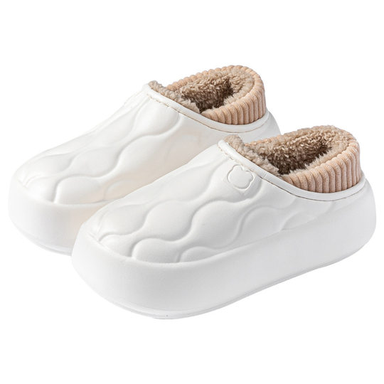 Waterproof cotton slippers women's 2024 autumn and winter wear non-slip thick bottom fleece-lined office bag with warm slippers for lovers
