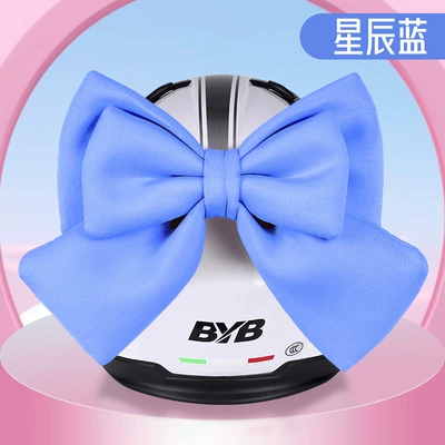 Dəbilqə (Kaska) aksesuarları – Decoration Motorcycle - basic-style-light-blue-double-layer-oversized-bow