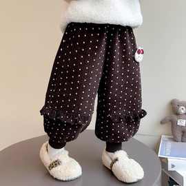 女小童加绒卫裤2025秋冬新款女宝宝洋气时髦百搭休闲束脚运动长裤