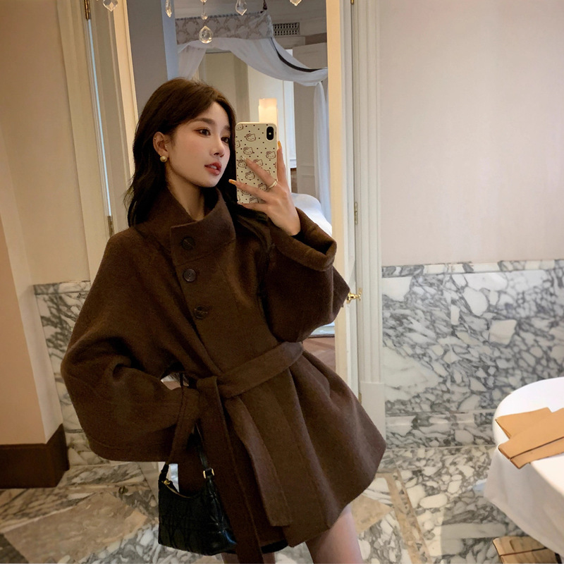 Stand Collar Camel Double-Sided Cashmere Outwear for Women 2025 Winter New Short Style High-End Wool Retro Style Woolen Outwear Stand Collar Camel Double-Sided Cashmere Outwear for Women 2025 Winter New Short Style High-End Wool Retro Style Woolen Outwear