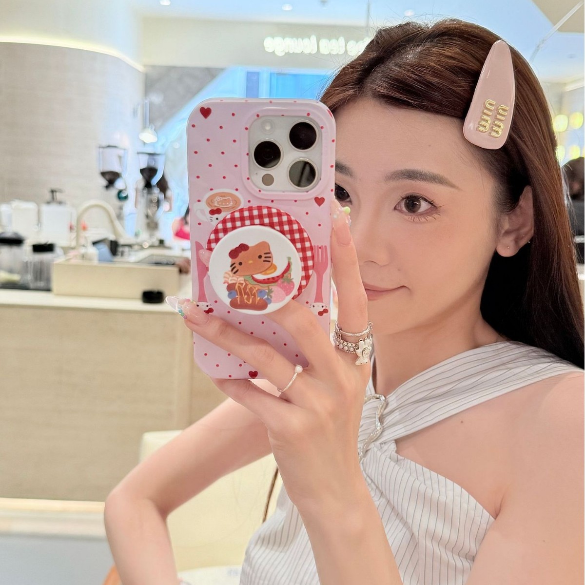 Divertido café con cuchillo y tenedor de lunares de dibujos animados para Apple 16ProMax funda para teléfono móvil 15Pro magnético 14/13 nicho